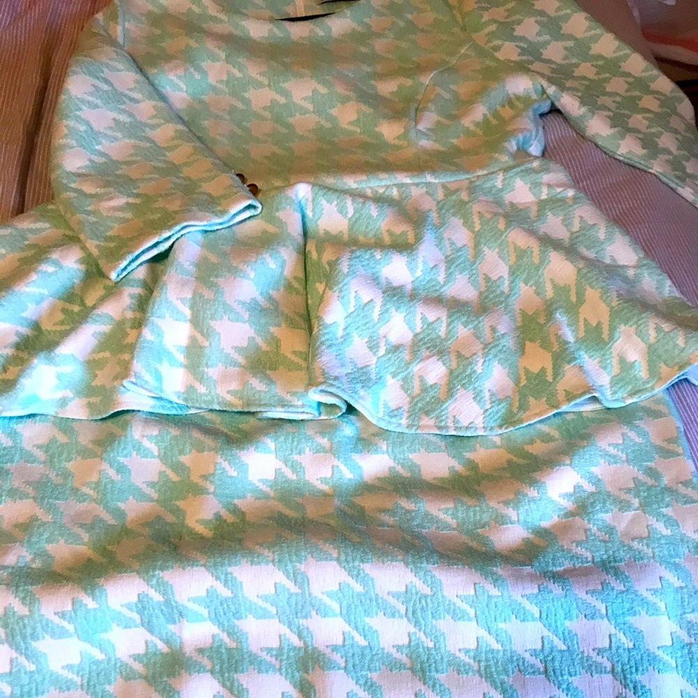 Peplum blouse and skirt set mint green